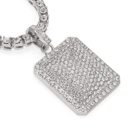 Fashion- Hop Necklace Jewelry Fashion Gold Iced Out Chain Full Rhinestone Dog Tag Pendant Necklaces256j