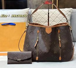 Designer bag 2023 Fashion Totes bag top quality Leather messenger shoulderbag High Capacity Composite Shopping tote old flower Brown lattice designer wallet 005#