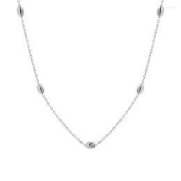 Pendants Design Geometric Ellipse Simple Stacked Bead Chain S925 Sterling Silver Clavicle Necklace For Women