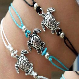 Anklets Summer Beach Turtle Charm Rope String Anklets For Women Ankle Bracelet Woman Sandals Chain Foot Jewelry Drop Delivery Jewelry Dh9Wr