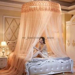 Crib Netting Single-Door Hung Dome Mosquito Net Elegant Lace Edge Girls Bedroom Mosquito Net Large Space Home Bed Tent Foldable Canopy Q231205