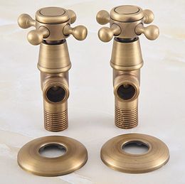 Angle s 2Pcs Antique Brass Vintage Retro Cross Handles Bathroom Stop 12" Male x Thread Accessory mav347 231205