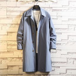 Men's Trench Coats Spring Men Trench Design Solid Colour Breasted Oversize Leisure Teen Long Coats Outwear Hombre Korean Style Windbreaker 5Xl 231204