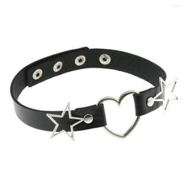 Choker Punk PU Leather Heart Star Collares Women Vnitage Statement Necklaces Gothic Jewellery Bijoux Femme236q