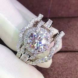 Wedding Rings Trendy 3Pcs Set 925 Silver Women Engagement Accessories Sparkling CZ Luxury Female Jewellery Drop 231205