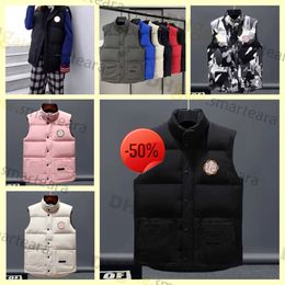 Christmas Discount ~Men's Down Parkas designer Vest pocket jackets long sleeve zipper Badges men downs casual coat hoodie goose tops Outwear Multiple Colour K8nP#