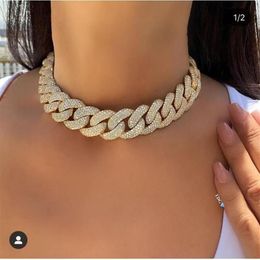 Accking Full CZ Statement Cuban Link Chain Choker Necklace adjust for Man or Women Bijoux Whole 2766