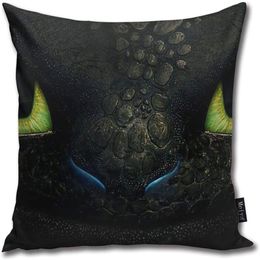 BLUETOP How To Train Your Dragon Face Pillow Cover 18 x 18 Inch Winter Holiday Farmhouse cotton Cushion Case Decoration for Sofa 235c