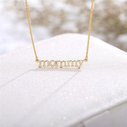 Pendant Necklaces 2021 Collier Femme Fashion Letter Stainless Steel Long Chain Mommy Pendants Mother Day Birthday Gifts2189