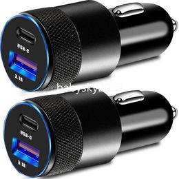 15W Dual Ports USB-C Type c Car Charger Auto Replacement Chargers for iphone 12 13 14 15 Samsung S22 Htc Lg GPS B1