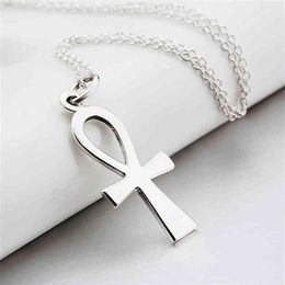 Collane con ciondolo croce egiziana Ankh placcato in argento sterling 925 Collane con collare gioielli di moda Regali di Natale per le donne Gnx8769258m