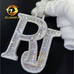 Personalized Custom Iced Out Moissanite Diamonds Necklace Big Letter Hip Hop Sier Chain Pendant