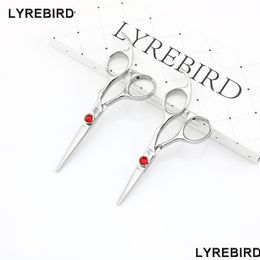 Hair Scissors Lyrebird High Class 440C Japan Shears 4.5 Inch Or 5 Big Red Stone Good Quality Drop Delivery Products Care Styling Dhc0X