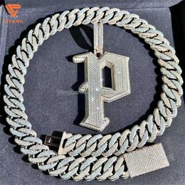 18mm Vvs Moissanite Refrigerado Diamante Corrente Colar de Prata 925 Colar Masculino de Prata Esterlina Miami Cuban Chain