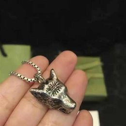 925 Sterling Silver Luxury Choker Necklace Designer Tiger Jewellery Cuban Chain Double Letter Stainless Steel Wolf Pendants for Men 265k