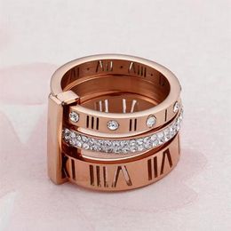 2023 Ring Designer Women Stainless Steel Rose Gold Roman Numeral Ring Fashion Wedding Engagement Jewellery Birthday Gift no box2340