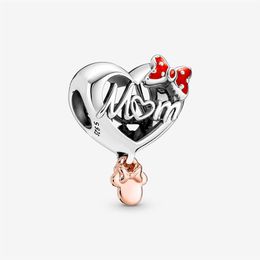 100% 925 Sterling Silver Love Mum Heart charms Fit Original European Charm Bracelet Fashion Women Wedding Engagement Jewellery Acces262M