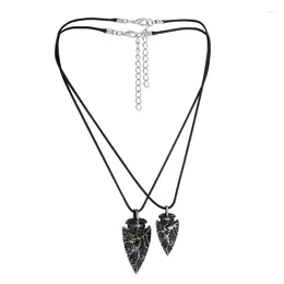 Chains 2Pcs/set Black Irregular Stone Necklace Wax Rope Necklaces For Couple