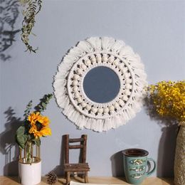 Mirrors Round Mirror Macrame Wall Boho Home Decor For Apartment Living Room Bedroom Baby Nursery Dorm M0408 Wood Beads Type230h