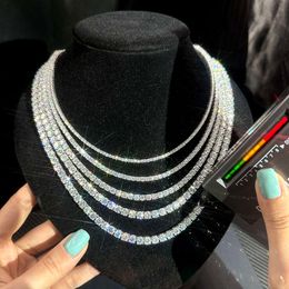 2023 Trendy Hip Hop Chains Sterling Sier Diamond Necklace 3Mm 4Mm 5Mm 6Mm Iced Out Moissanite Tennis Chain