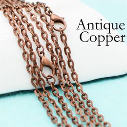 50 pcs- 18 24 30 Inch Antique Copper Chain necklace Antique Copper Cable Chain Rolo Chain Anti Necklace238H