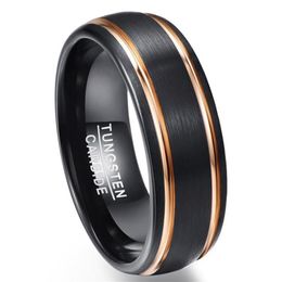 Party Ring Exquisite Rose Gold Side Men Rings Real Tungsten Carbide Wedding Bands Anillos para hombres Male Ring264I