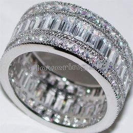 choucong Full Princess cut Stone Diamond 10KT White Gold Filled Engagement Wedding Band Ring Set Sz 5-11 Gift185u