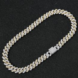 Fashion Hip Hop Necklace Men Designer Bracelet 14mm Cuban Link Chain Necklaces 16 18 20 22 24inch Rapper Diamond Chains Double Col282B