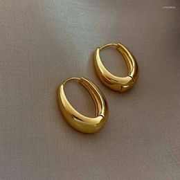 Hoop Earrings Classic Golden Smooth Metal Big For Woman Fashion Korean Girl's Daily Wear Jewelry Wholesale Drop