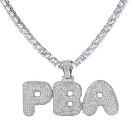 A-Z Custom Name Letters Name Necklaces & Pendant Charm For Men Women Gold Silver Colour Cubic Zirconia with Rope Chain Gifts343C