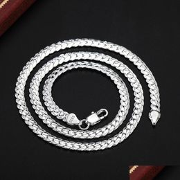 Ketten S925 Sterling Silber 18/20/22/24 Zoll Seitenkette Halskette für Frauen Männer Modeschmuck Drop Lieferung Schmuck Halsketten Pend Dhizc