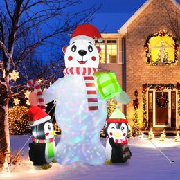 Party Masks 6 Ft Polar Bear and Inflatable Build in LED Changing Lights Blow up Decoration for Outdoor Indoor Yard Lawn Garden Decor 231204