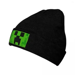 Berets Green Square Beanie Hats Video Game Knit Hat Kpop Elastic Men Women Caps Autumn Winter Design Y2K Cool Bonnet Gift