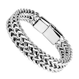 Men's Stainless Steel Braid Double Row Front and Back Keel Magnet Clasp Bracelet Titanium Steel Jewelry279M