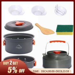 Camp Kitchen Widesea Camping Tableware Outdoor Cookware Set Pots Tourist Dishes Bowler Equipment Gear Utensils Hiking Picnic Travel 231204