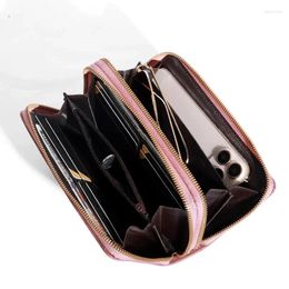 Wallets Women Long Wallet Double Zipper Student Embroidered Large Capacity Handheld Bag Soft Zero Purses For