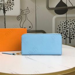 Fashion womens wallets gradient Colour logo design classic long zipper top wallet high quality lady purse299Z