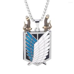 Pendant Necklaces Anime Attack On Titan Scouting Legion Scout Regiment Logo & Double Blade Sword Alloy Necklace Chain Cosplay 292R