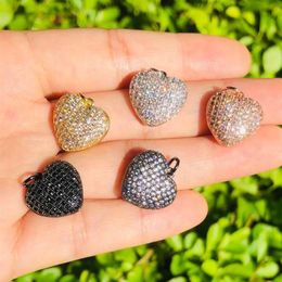 Charms 5pcs 3D Heart Pendant Charm For Woman Jewellery Making Cubic Zirconia Pave Accessory Bracelet Necklace Bangle342x