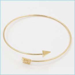 Charm Bracelets Gold Sier Arrow Cuff Bangle Bracelet For Women Fine Jewellery Wholesale Bangles Drop Delivery Dh4Uc