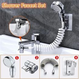 Bathroom Shower Heads 4 Pcsset Washbasin Faucet External Set Household Sprayer Strainer Hose Handheld Flexible Hair Washing 231205