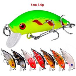 5cm 3 6g Minnow Hook Hard Baits & Lures 10# Treble Hooks 8 Kinds Of Colour Mixed Plastic Fishing Gear3089