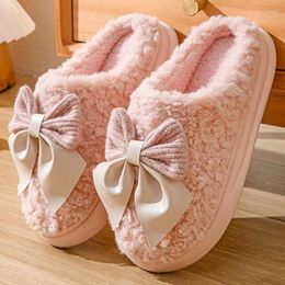 Slippers 2023 Cotton Bow Women Wearing Shoes With Thick Soles Indoor Cute Butterfly