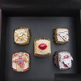Cluster Rings 5pcs Calgary Stampeders Grey Cup Championship Men Fan Souvenir Gift Whole 289F Drop Delivery Jewellery Ring Dhhjw
