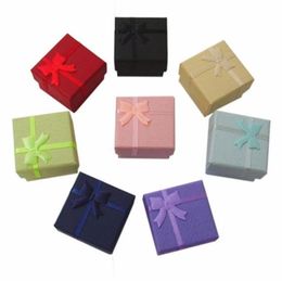 Whole Jewellery Box 4 4 3 cm Multi Colours Fashion Rings Box Earrings Pendant Box Display Packaging Gift Box 48pcs lot273I