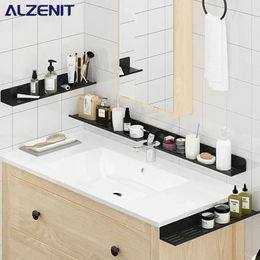 Bathroom Shelves 3060cm PunchFree Accessories WallMounted Faucet Cosmetic Storage Rack Mirror Front 231204