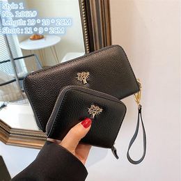 Whole factory ladies clutch bags 2 styles Joker multifunctional leather mobile phone bag Personalised zipper long wallet metal291x