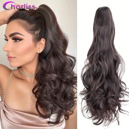 Synthetic Wigs Claw Clip On tail Hair Synthetic Long Curly Hair Natural Wave Hair Tail Tail Ombre Brown Pink Blue tail 231204