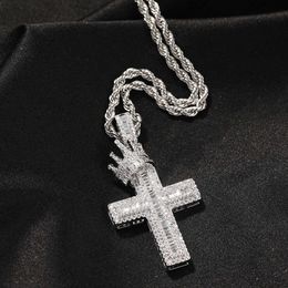 De 925 пробы серебро хип-хоп ювелирные изделия багетной огранки Vvs муассанит с бриллиантами мужские Iced Out крест кулон ожерелье для мужчин ювелирные изделия