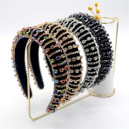 Europe And America Full Crystals Thick Anti-slip Headband Sponge Man-made Diamond Hairband Women's Hair HOOP2938